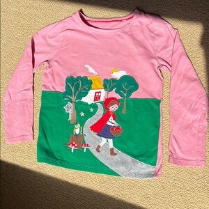 Mini Boden Little Red Riding Hood long sleeve shirt. Size 6/7youth. 100% Cotton.